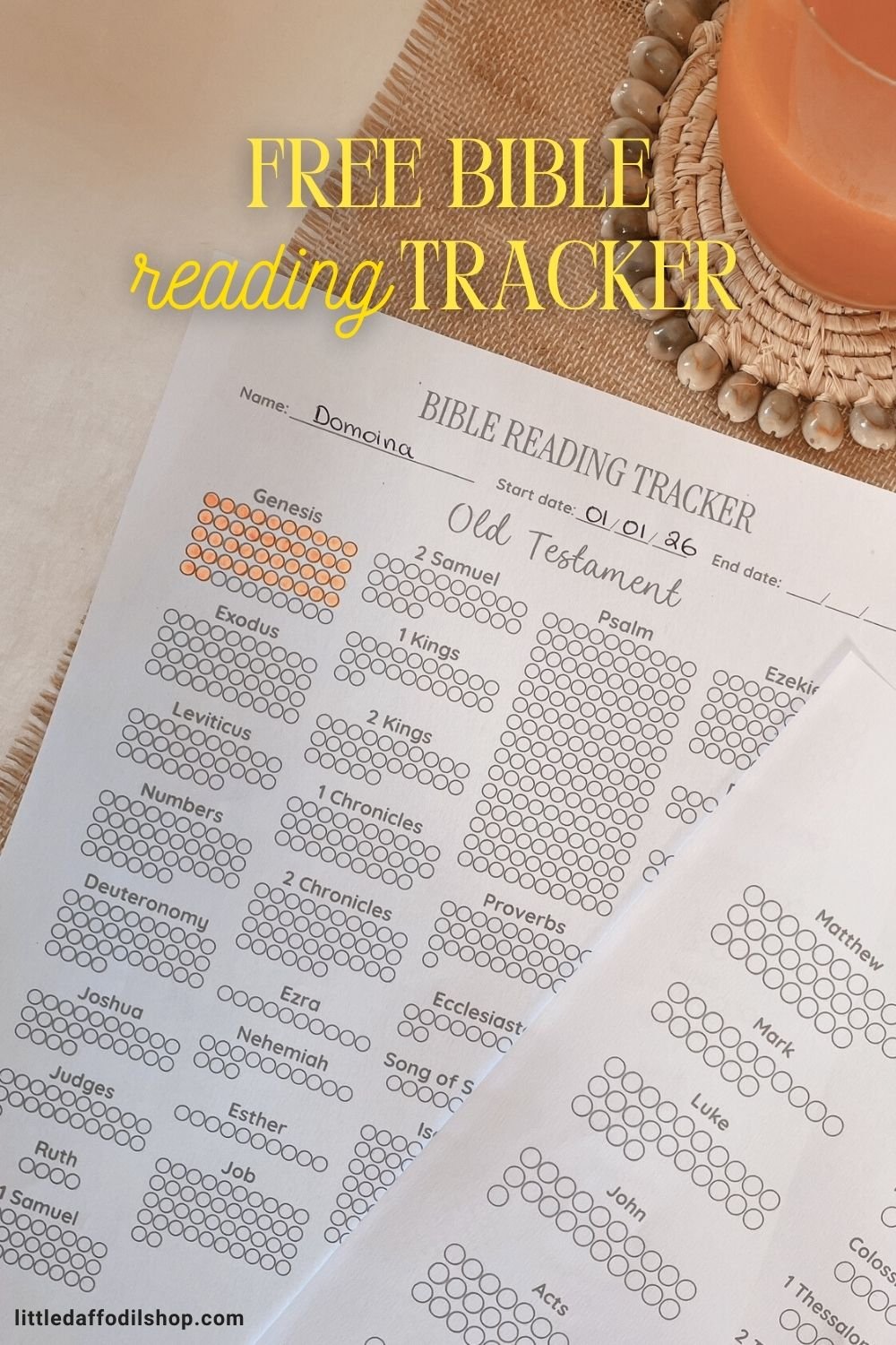 Free Bible reading tracker printable